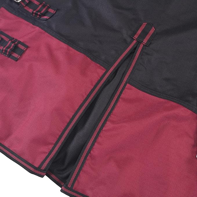 LEAFOREST 1200D Horse Blanket Waterproof Breathable Turnout (no Filling) Standard Neck Horse Sheet Black Red 69IN