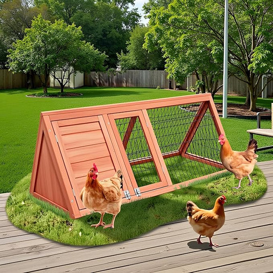Small Chicken coop for 2-4 Chickens Outdoor Wooden with Waterproof Asphalt Roof, Ramp, and Multiple Doors Openable Top Pull-Out Tray Suitable for Outdoor Backyard (Brown)