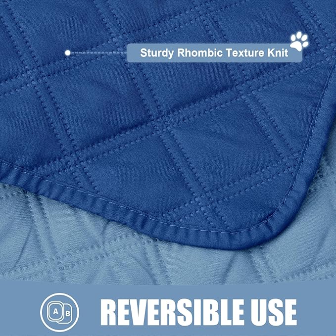 Smiry Waterproof Dog Bed Cover Pet Blanket, Soft Washable Dog Blanket for Furniture Bed Couch Sofa Reversible, Checkered (30"x53", Navy/Blue)