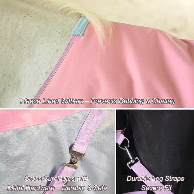 BARN & STABLE 600Denier 3000mm/3000mvp Super Waterproof & Breathable Horse Blankets for Winter with 200g Fill