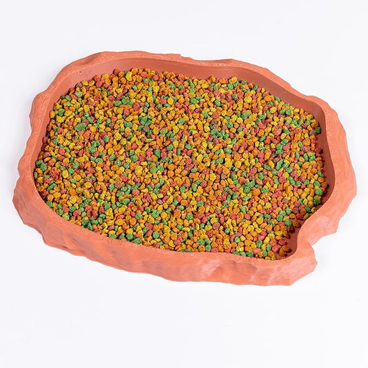 Gecko Cave Reptile Feeding Tray – Naturalistic Pet Dish for Lizards, Snakes, Bearded Dragons, Tortoises & Turtles - Terracotta