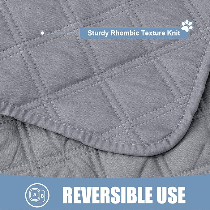 Smiry Waterproof Dog Bed Cover Pet Blanket, Soft Washable Dog Blanket for Furniture Bed Couch Sofa Reversible, Checkered (40"x80", Grey/Grey)