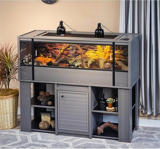 New Age Pet ECOFLEX X-Large Reptile Enclosure with Matching Cabinet Stand Set in Grey