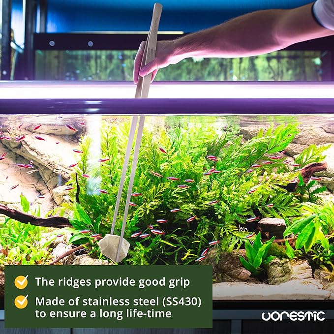 VORESTIC Heavy Duty Aquarium Tweezers Extra Long 23.6 Inch Straight, Long Tweezers for Terrarium, Aquarium Tongs