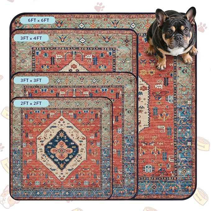 Lahome Reusable Washable Puppy Pads - 2 Pack Super Absorbent & Waterproof Dog Training Mats for Potty, Crate and Floor - Leakproof Pee Pads with Non-Slip Backing (Red, 36"x48")