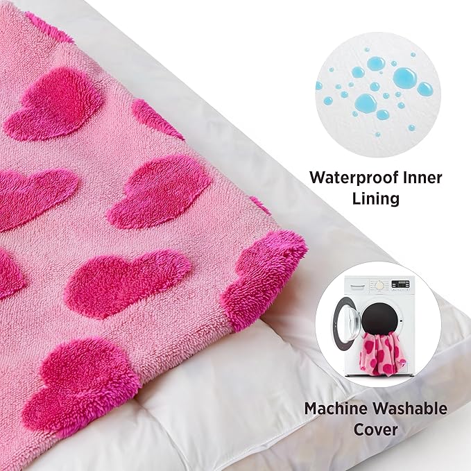 LE SURE Dog Beds Large Sized-Thick Shredded Chopped Foam Pet Bed Indoor with Removable Cover, Cute Modern Fuzzy Plush & Anti Slip Bottom, Pink