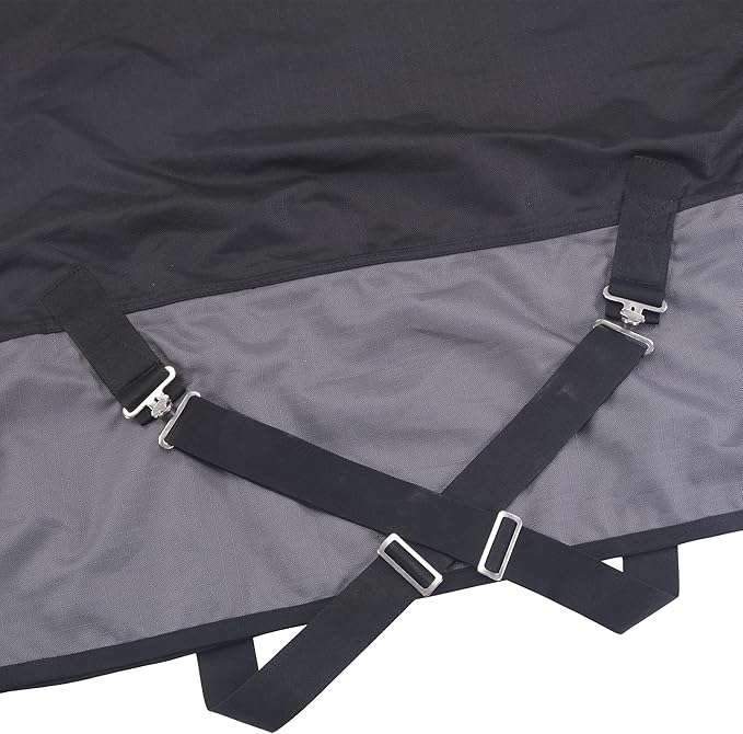 LEAFOREST 1200D Horse Blanket Turnout Rain Sheet Waterproof Breathable Wind Proof Medium Weight Blankets (No Fill) Mid Sheet in The Barn, Stable, Stall, Pasture, Paddock BlackGrey 84 inches