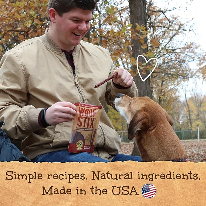 Happy Howie's Woof Stix - Natural Healthy Dog Treats, Flavorful Slow Cooked Beef Stick, Natural Ingredients, Chewy, Soft Dog Treats, Hormone Free - Beef, (Pack of 1)