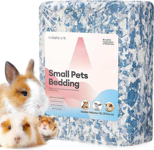 BUCATSTATE Hamster Bedding 15L, 99% Dust-Free Guinea Pig Paper Bedding Odor Control Paper Bedding, Cozy Small Animal Bedding for Rabbit Rat Syrian Dwarf Hamsters Gerbils (Ocean Blue)