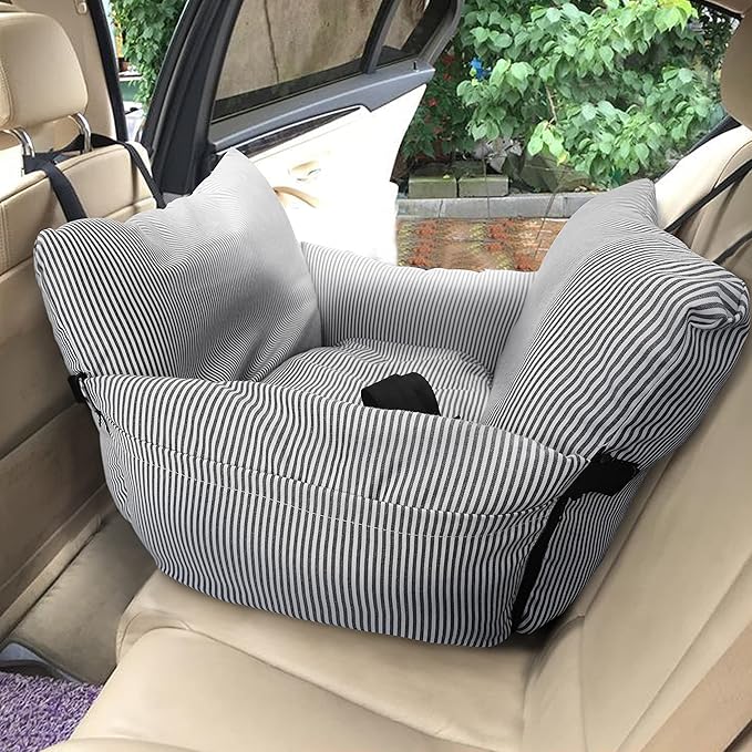 Johnear Dog Car Seat for Medium Dog under 55 lbs Pet Booster Seat Pet Travel Bed with 2 Pockets and Safety Leash, Detachable and Washable Carrier Handbag Bed Dog Back Seat Cushion Couch 30*20.5inches