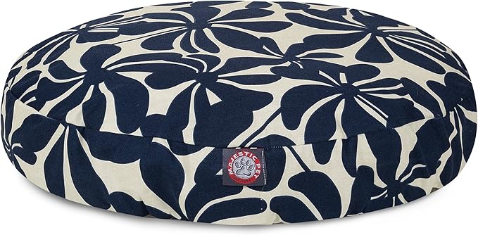 Navy Blue Plantation Small Round Indoor Outdoor Pet Dog Bed With Removable Washable Cover By Majestic Pet Products