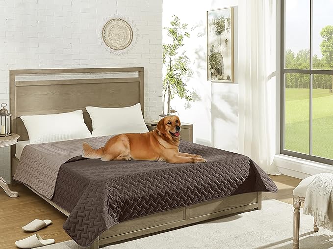 gogobunny 100% Double Sided Waterproof Dog Blanket Soft Pet Bed Cover Reversible Protect Furniture Couch Sofa Car for Puppy Cat Kids (Dark Chocolate/Light Chocolate, 82x102 Inch (Pack of 1))