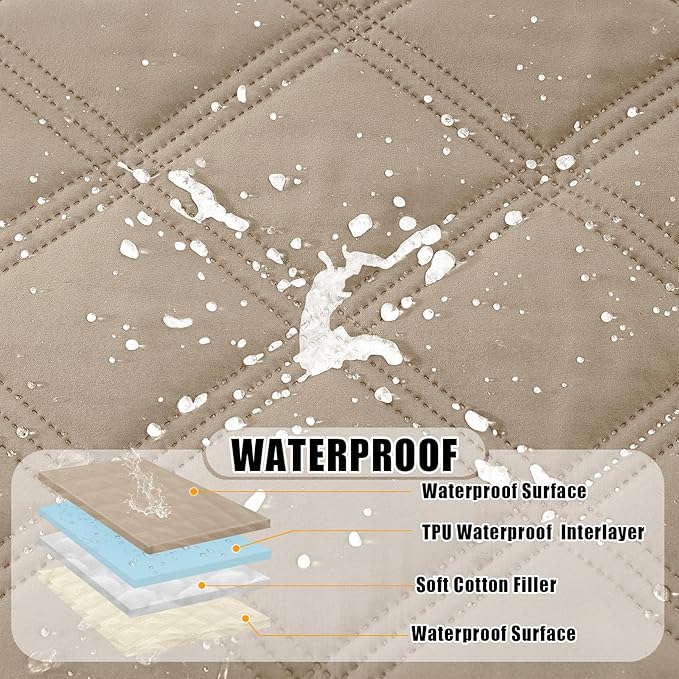 Smiry Waterproof Dog Bed Cover Blanket 82x82, Soft Reversible Pet Blanket, Washable Leakproof Cats Dogs Couch Cover for Sofa, Couch, Furniture, Lattice, Taupe/Beige