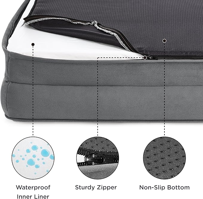 Bedsure XL Plus Orthopedic Dog Bed for Extra Large Dogs - Washable XLarge Dog Cat Bed Waterproof, Comfort Dogs Couch Sofa with Washable Removable Cover, Pet Bed with Nonskid Bottom, Grey, 48"