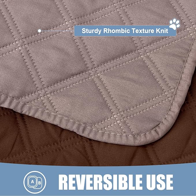 Smiry Waterproof Dog Bed Cover Pet Blanket, Soft Washable Dog Blanket for Furniture Bed Couch Sofa Reversible, Checkered (30"x70", Greyish Brown/Brown)