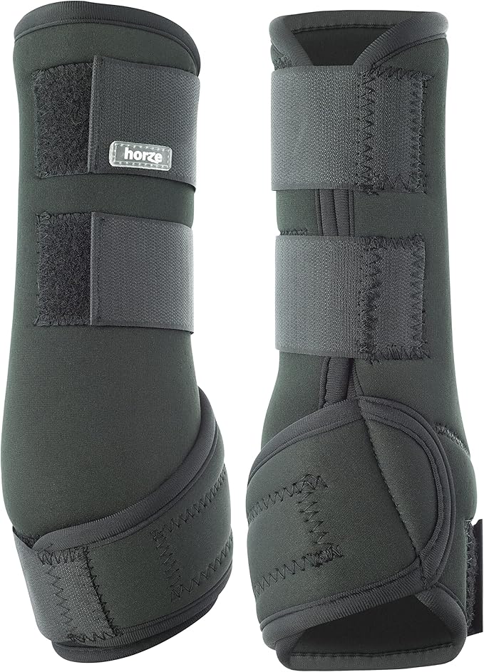 HORZE Brushing Splint Boots for Horses (Pair) - Durable Neoprene, Secure Closure, Lightweight - Black - S