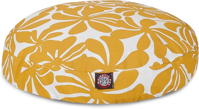 Yellow Plantation Small Round Indoor Outdoor Pet Dog Bed With Removable Washable Cover By Majestic Pet Products