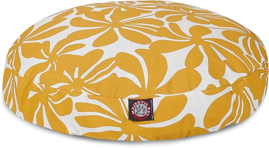 Yellow Plantation Small Round Indoor Outdoor Pet Dog Bed With Removable Washable Cover By Majestic Pet Products