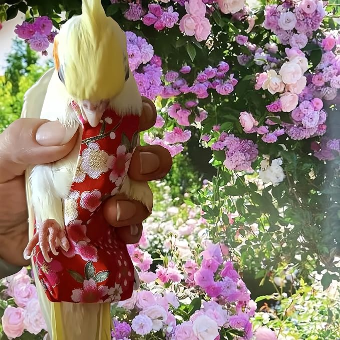 2Pcs Bird Diapers Bird Harness Flight Suits with 80in Flying Leash Reusable Parrot Nappy with Waterproof Inner Layer Urine Wet Suite for Cockatiel Budgie Conure Parakeet Lovebird-Red&Black