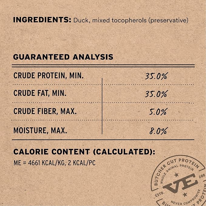 Vital Essentials Duck Bites Dog Treats, 2 oz | Freeze-Dried Raw | Single Protein | Premium Quality High Protein Training Treats | Grain Free, Gluten Free, Filler Free