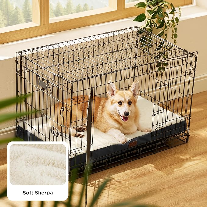 Bedsure Large Dog Bed for Crate - Comfy Flat Pet Beds with Removable Washable Cover, Orthopedic Egg Crate Foam Crate Mat, Suitable for Pet Up to 50 lbs