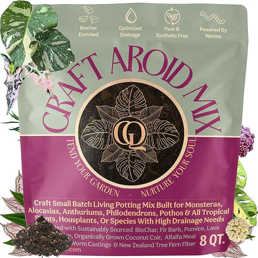 Craft Aroid Potting Mix- Elite Organic Alocasia, Philodendron, Monstera Soil Mix, Chunky, Well Draining Potting Soil for Indoor Plants, All Tropical Plants & Houseplants, Sustainable & Peat Free 8QT