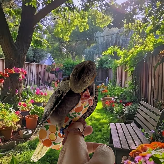 5 Pcs Bird Diapers Bird Harness Flight Suits Diapers Reusable Parrot Nappy with Waterproof Inner Layer Washable Cute Urine Wet Suit for Cockatiel Conure Budgie Macaw Parakeet Lovebird,S