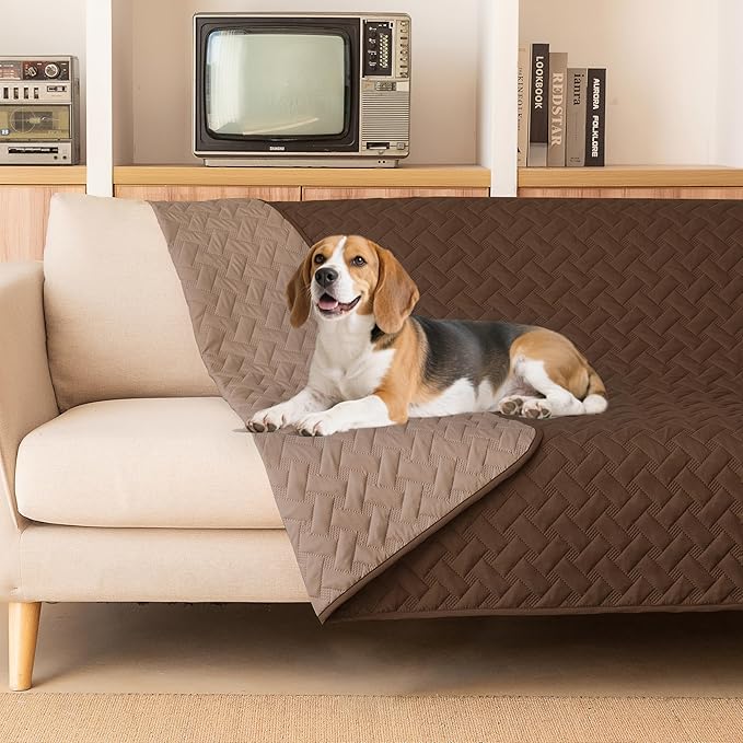 gogobunny 100% Double Sided Waterproof Dog Blanket Soft Pet Bed Cover Reversible Protect Furniture Couch Sofa Car for Puppy Cat Kids (Dark Chocolate/Light Chocolate, 82x102 Inch (Pack of 1))