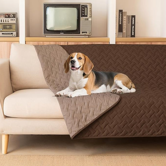 gogobunny 100% Double Sided Waterproof Dog Blanket Soft Pet Bed Cover Reversible Protect Furniture Couch Sofa Car for Puppy Cat Kids (Dark Chocolate/Light Chocolate, 82x102 Inch (Pack of 1))
