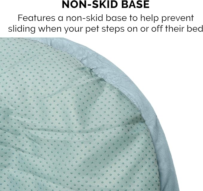 Furhaven 24" Round Pet Bed for Indoor Cats & Medium/Small Dogs, 100% Washable, For Pets Up to 35 lbs - Minky Plush & Velvet Hug Bed - Aquamarine, 24-inch