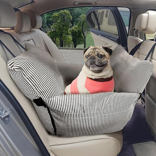 Johnear Dog Car Seat for Medium Pets Under 55 lbs - Pet Booster Travel Bed With 2 Pockets and Safety Leash, Detachable Washable Carrier Handbag Cushion Couch 30*20.5 inches