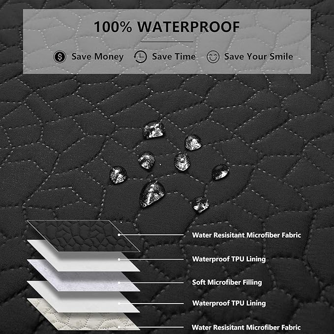 Waterproof Dog Blanket, Washable Anti-Slip Pet Couch Covers for Sofa,Pet Hair Resistant Blankets Bed Chair Furniture Couch Protector for Dogs-68x82,Black
