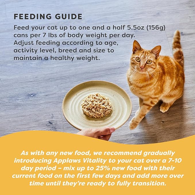 Applaws Vitality Wet Cat Food in Broth, Natural Cat Food with Added Vitamins & Minerals, Grain-Free, Carrageenan Free, Chicken Breast in Broth (24 Count, 5.5oz Cans)
