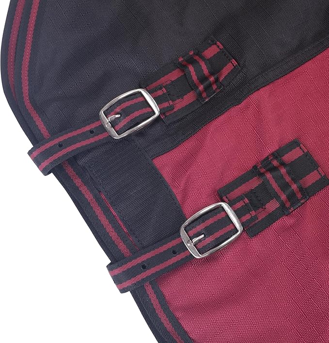 LEAFOREST 1200D Turnout Horse Winter Blanket Waterproof Breathable Snow Proof Heavy Blankets 200g Fill Sheet in The Barn, Stable, Stall, Pasture, Paddock Black Red 72 inches