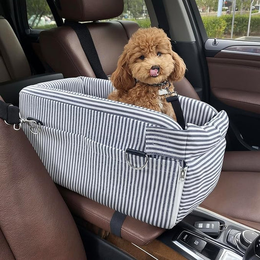 Johnear Puppy Dog Booster Seat for Small Dog up to 20 lbs Outing Car Travel, 3 in 1 Portable Pet Handbag Sofa Dog Car Center Console Seat ，Pet Carrier with Safety Belt for Passenger Seat
