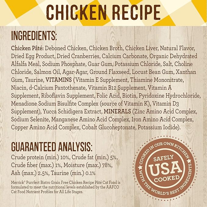 Merrick Purrfect Bistro Grain Free Premium Canned Pate Adult Wet Cat Food, Variety Pack, Chicken, Duck, Turkey - (Pack of 1) 8.25 lb. Cans