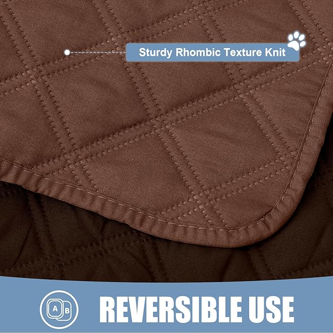 Smiry Waterproof Dog Bed Cover Pet Blanket, Soft Washable Dog Blanket for Furniture Bed Couch Sofa Reversible, Checkered (82"x102", Brown/Chocolate)