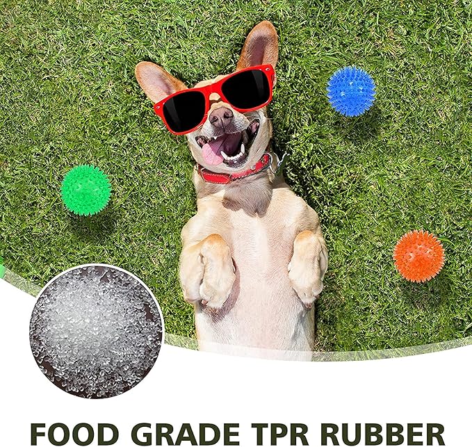 petizer 6 Pack Squeaky Dog Toy Balls - Floating Pool Balls, Spiky Durable Fetch Toys for Puppy Teething