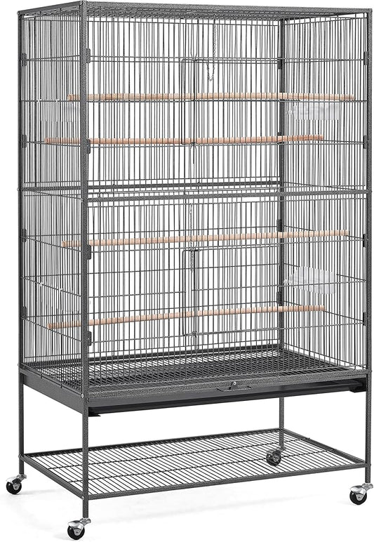 Topeakmart X-Large Parrot Cage Bird Cage with Rolling Stand for Medium Birds Cockatiels Quaker Green Cheek Sun Conure African Grey, 60.5inch