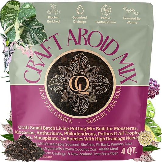 Craft Aroid Potting Mix- Elite Organic Alocasia, Philodendron, Monstera Soil Mix, Chunky, Well Draining Potting Soil for Indoor Plants, All Tropical Plants & Houseplants, Sustainable & Peat Free 4QT