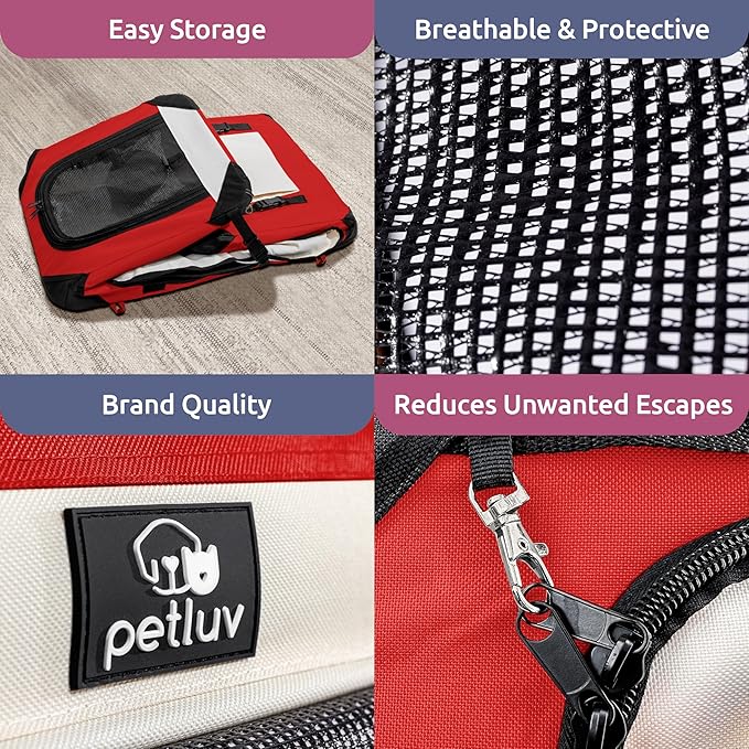 Soft-Sided Cat & Dog Pet Carrier, Large 24"x16"x16", Fits Large Cat, 2 Cats, or Medium Dog Comfortably, Great for Travel & Vet Visits, Privacy Windows, Removable Bed, Locking Zippers, Folds Flat