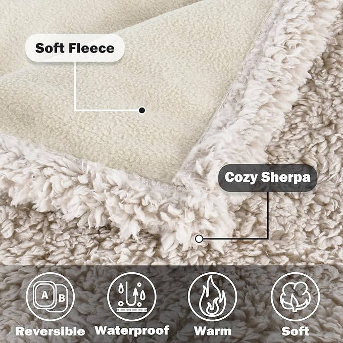 Kritter Planet Waterproof Bed Blanket for Couples, Washable Stain Proof Pad Bed Cover, Reversible Leakproof Protector, Liquid Pee Proof Blanket for Couch Sofa, 80x90 inch, King Size