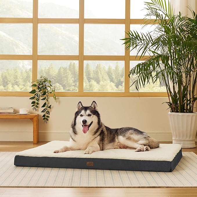 Bedsure Giant Dog Bed for Jumbo Dogs - 54" x 44" Flat Pet Beds with Removable Washable Cover, Orthopedic Egg Crate Foam Mat for Pet Up to 150 lbs, Not for Crate