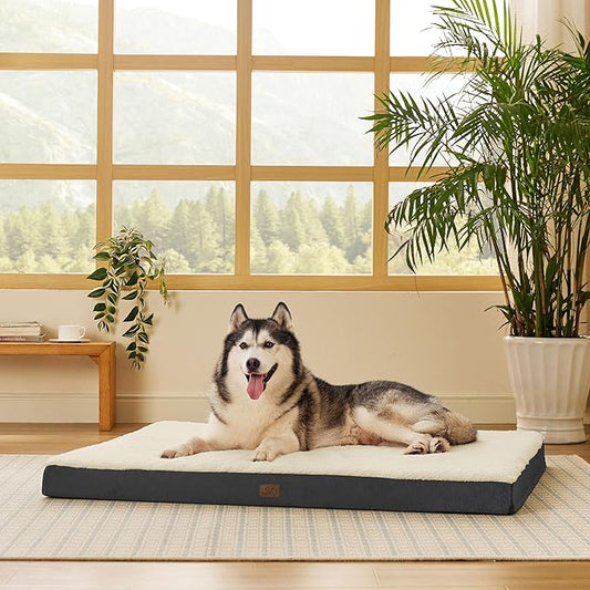 Bedsure Giant Dog Bed for Jumbo Dogs - 54" x 44" Flat Pet Beds with Removable Washable Cover, Orthopedic Egg Crate Foam Mat for Pet Up to 150 lbs, Not for Crate
