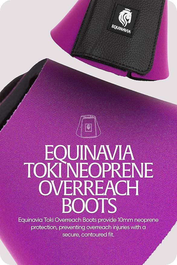 Equinavia Toki Bell Boots for Horses | Neoprene Overreach Boots - Bright Purple - L