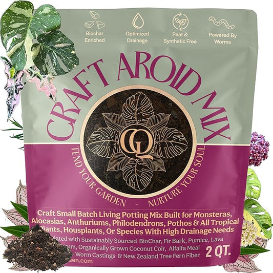 Craft Aroid Potting Mix- Elite Organic Alocasia, Philodendron, Monstera Soil Mix, Chunky, Well Draining Potting Soil for Indoor Plants, All Tropical Plants & Houseplants, Perlite & Peat Free 2QT