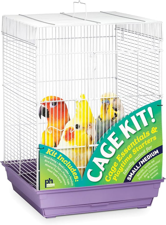 Prevue Hendryx 91210 Square Roof Bird Cage Kit, White and Purple, 5/8"