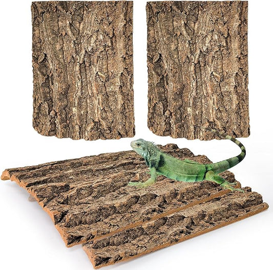Hamiledyi Cork Terrarium Background 11.8x7.9in 4PCS Natural Reptile Cork Bark Flats Terrarium Board Bearded Dragon Climbing Wall Mat Tank Decor for Lizard Chamelon Snake Turtle Spider Crested Gecko
