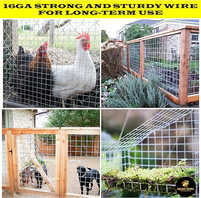 48” x 100 FT Hardware Cloth 1 inch Mesh 16 Gauge, Hot Dip Galvanised Wire Mesh, Rust Proof, Welded Cage Wire Rolls for Garden, Fence, Chicken, Rabbit, Pet Enclosures