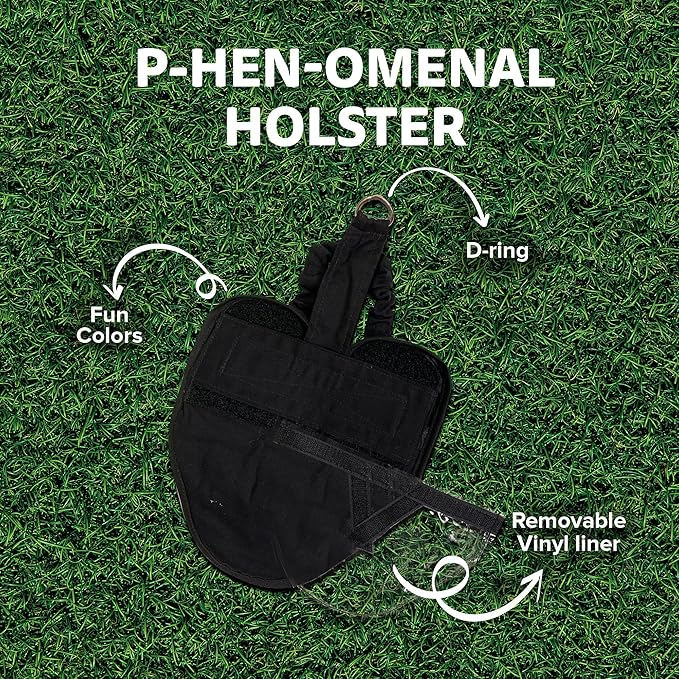 Hen Holster Wrap-Around Bird Diaper & Harness for Hens, Roosters, Ducks, Geese - with Removable Vinyl Liner, Adjustable Fit for Outdoor Adventures & Indoor Use - Easy to wear - XL, Black